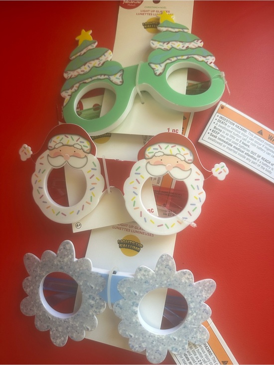 Other - Light-Up Christmas Tree and Santa Party Glasses - Green and White